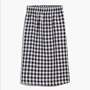 Madewell gingham check smocked waist midi skirt
